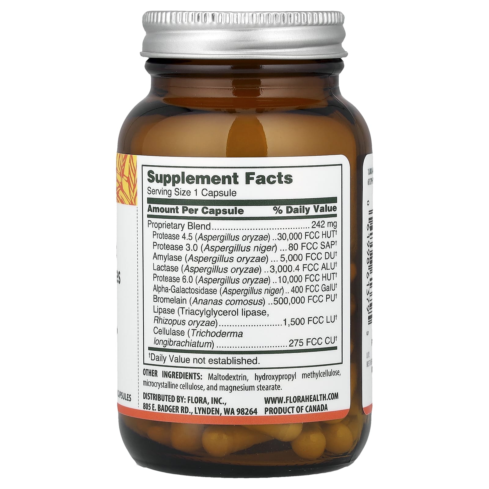 Пищеварительные ферменты Flora Urgent Support, 60 растительных капсул — фото 2