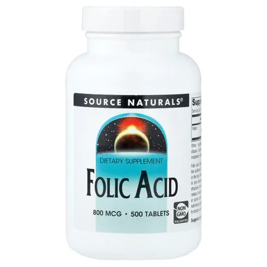 Фото товара: Фолиевая кислота Source Naturals, 800 мкг, 500 таблеток