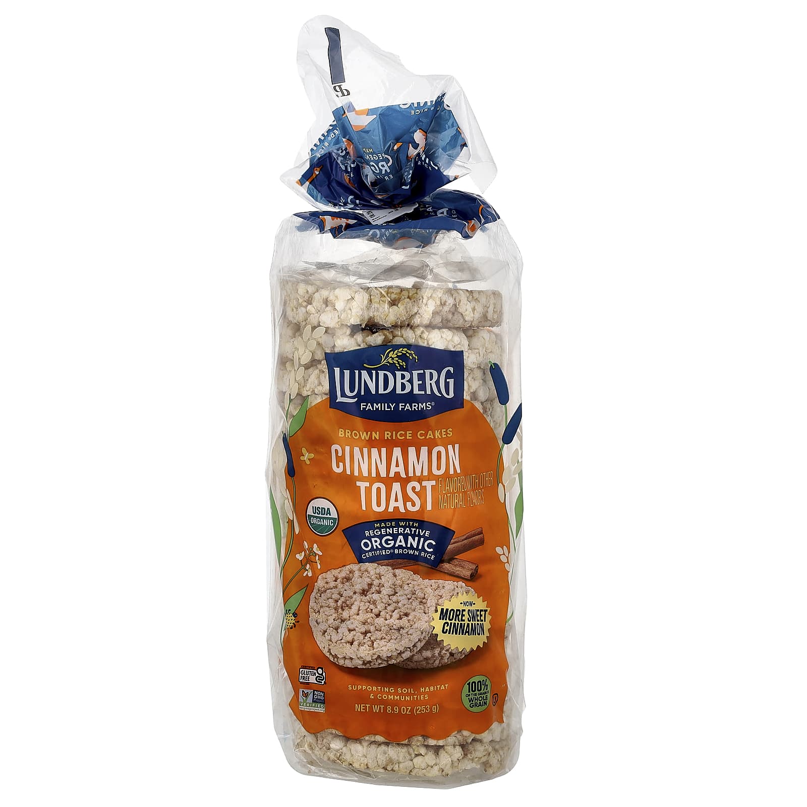 Рис Lundberg Organic Brown Cakes, вкус Cinnamon Toast, 253 г