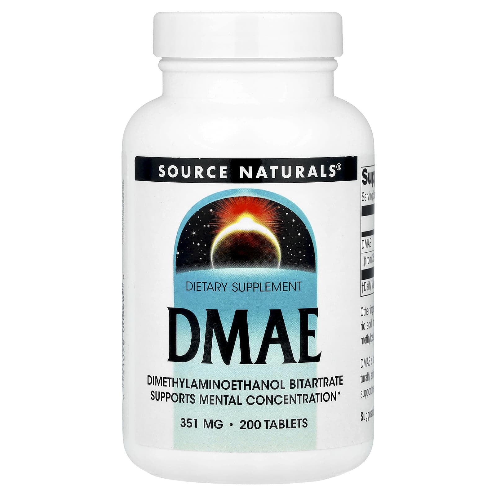 DMAE Source Naturals, 351 мг, 200 таблеток
