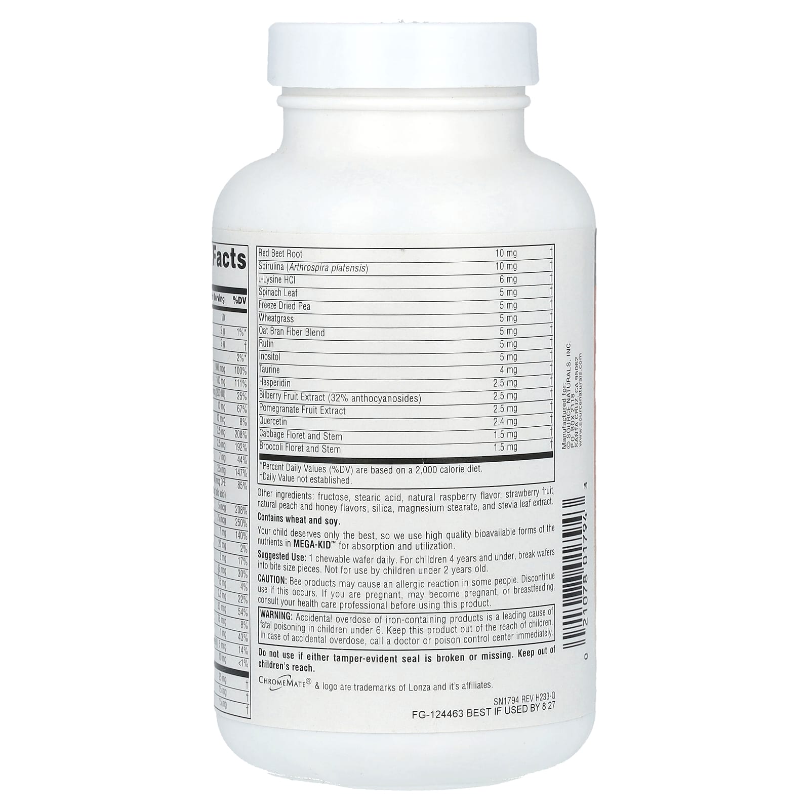 Мультивитамины Source Naturals Mega-Kid Chewable -10 Natural Berry, оттенок 60 Wafers, для детей от 2 лет — фото 2