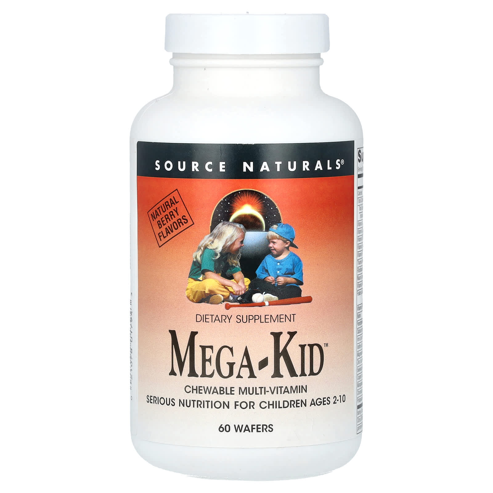 Мультивитамины Source Naturals Mega-Kid Chewable -10 Natural Berry, оттенок 60 Wafers, для детей от 2 лет — фото 3