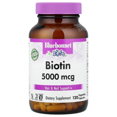Биотин Bluebonnet Nutrition, 5000 мкг, 120 растительных капсул