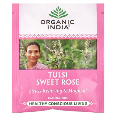 Чай Organic India Tulsi Sweet Rose, без кофеина, оттенок 18 Infusion Bags, 28.8 г