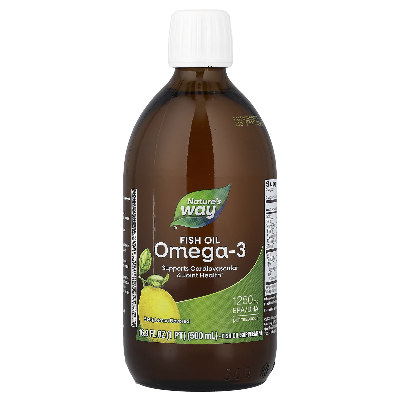 Рыбий жир Nature's Way Omega-3, вкус Zesty Lemon, 500 мл, масло