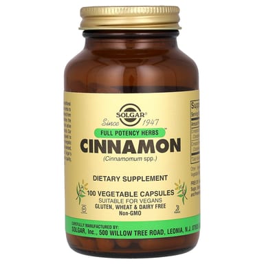 Корица Solgar Full Potency Herbs, вкус Cinnamon, 100 растительных капсул