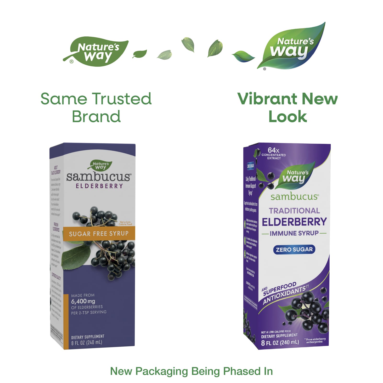 Бузина Nature's Way Sambucus® Traditional Immune Syrup Zero Sugar, вкус Elderberry, 240 мл