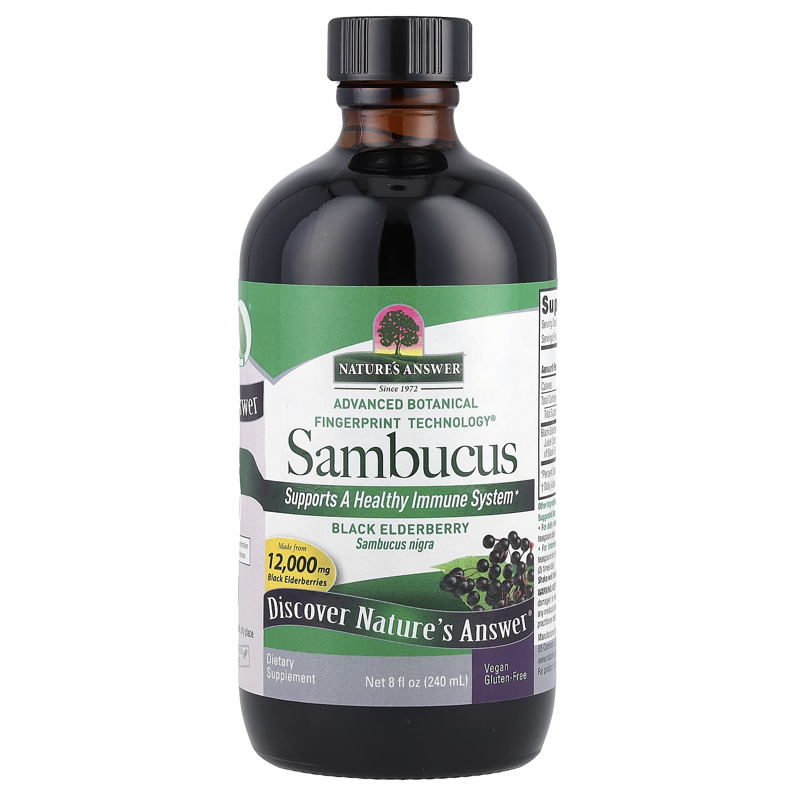 Бузина Nature's Answer Sambucus, вкус Black Elderberry, 2500 мг, 240 мл