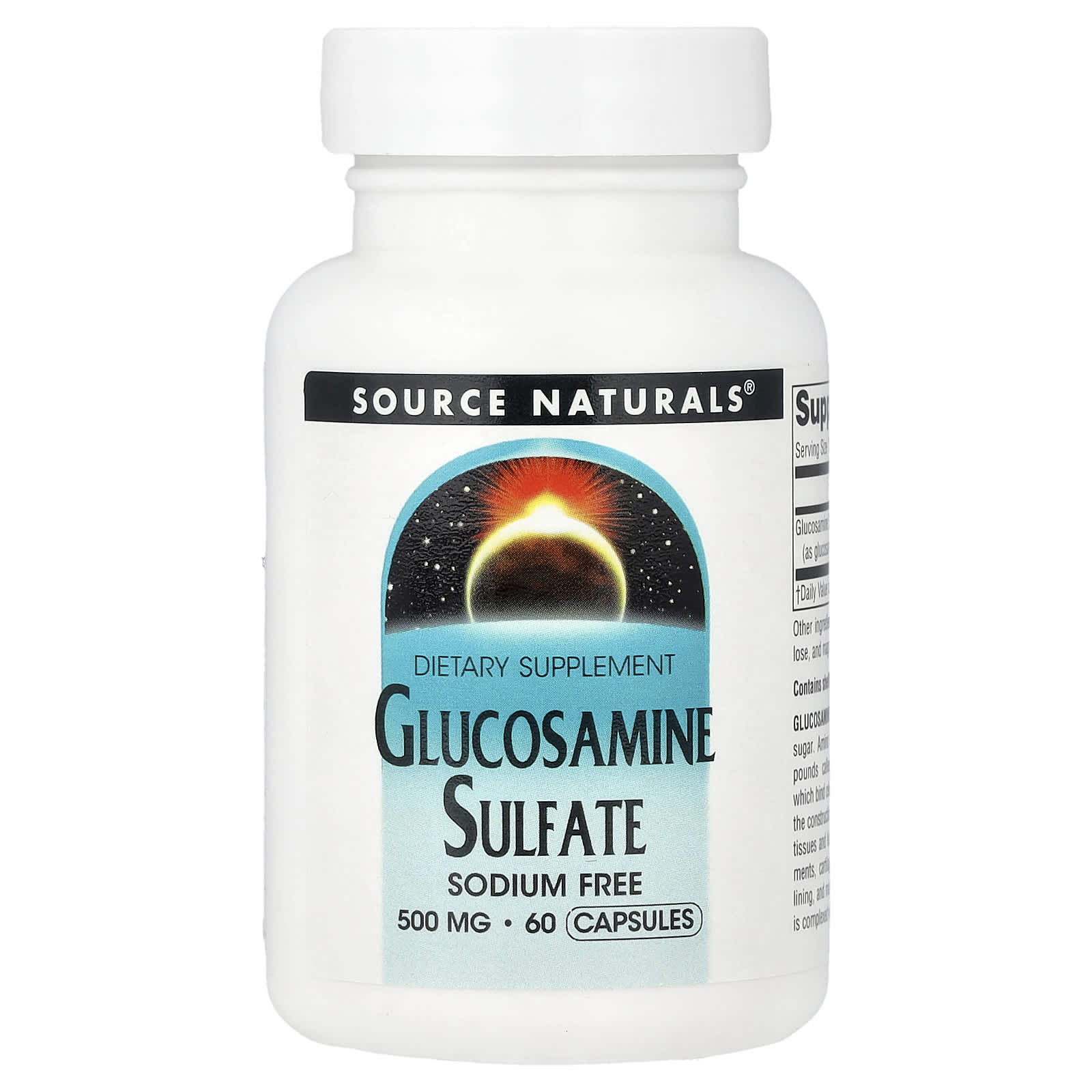 Глюкозамин Source Naturals Sulfate Sodium Free, 500 мг, 60 капсул