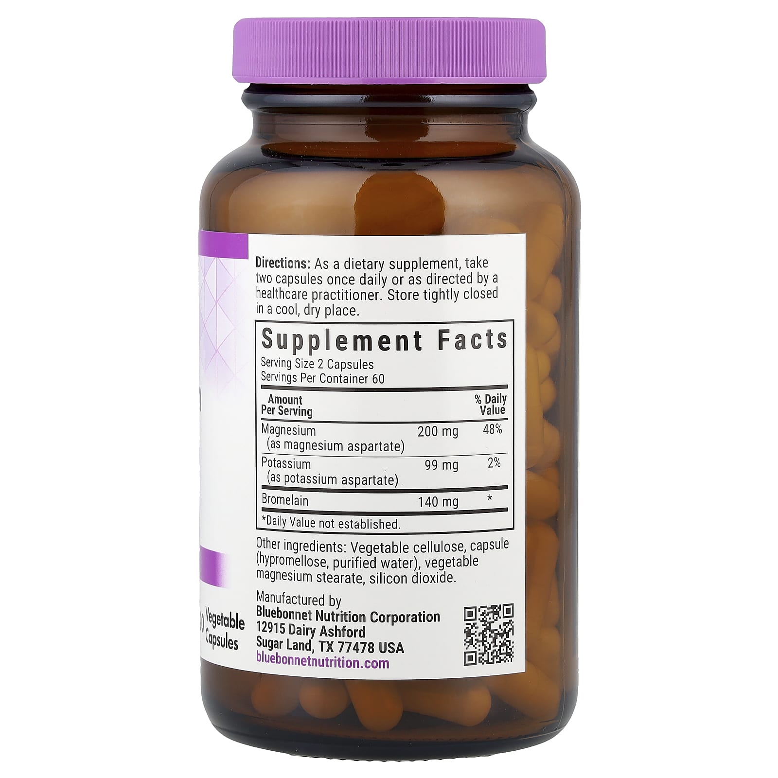 Бромелайн Bluebonnet Nutrition Magnesium Potassium &, 120 растительных капсул — фото 2