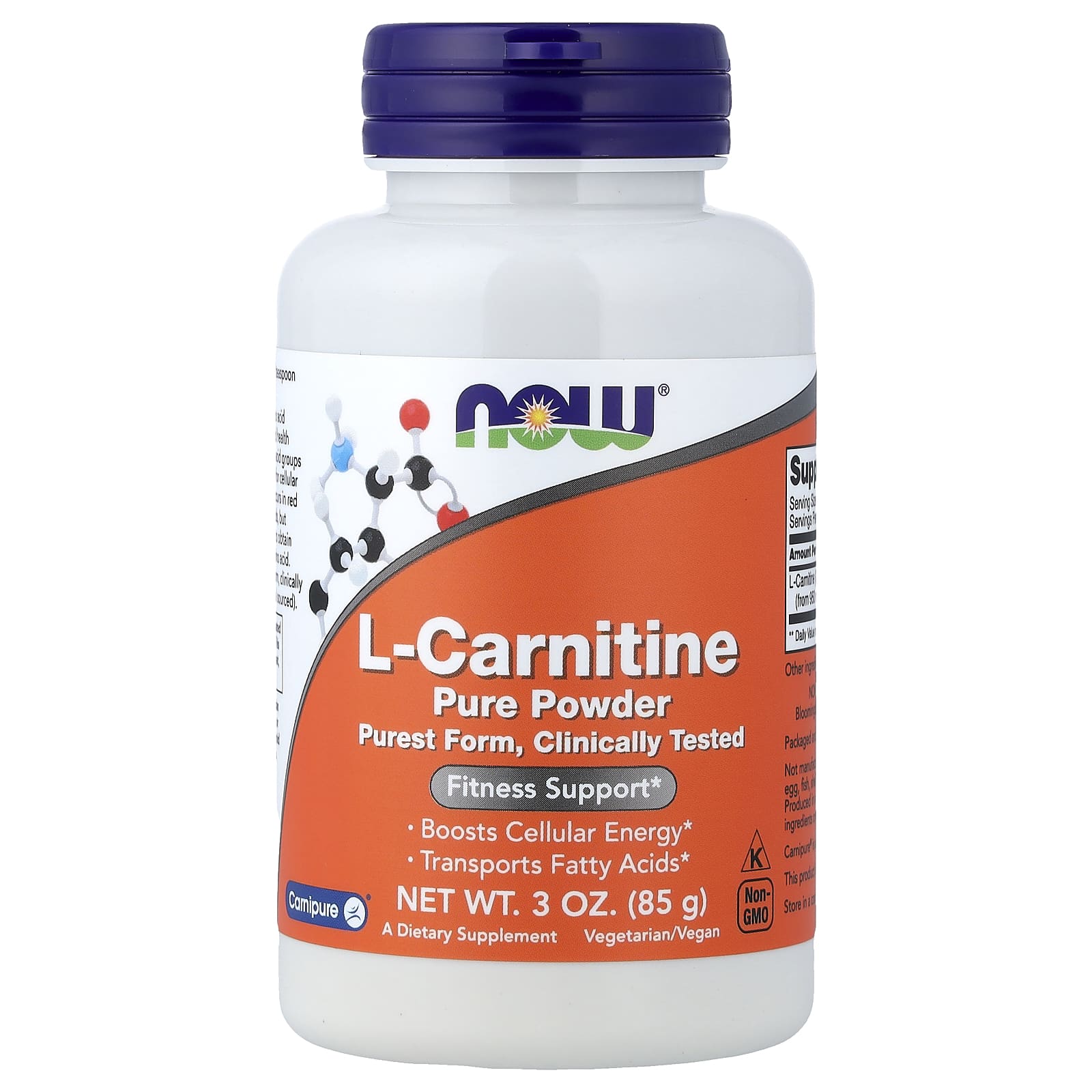 L-карнитин NOW Foods L-Carnitine Pure Powder, 85 г, порошок