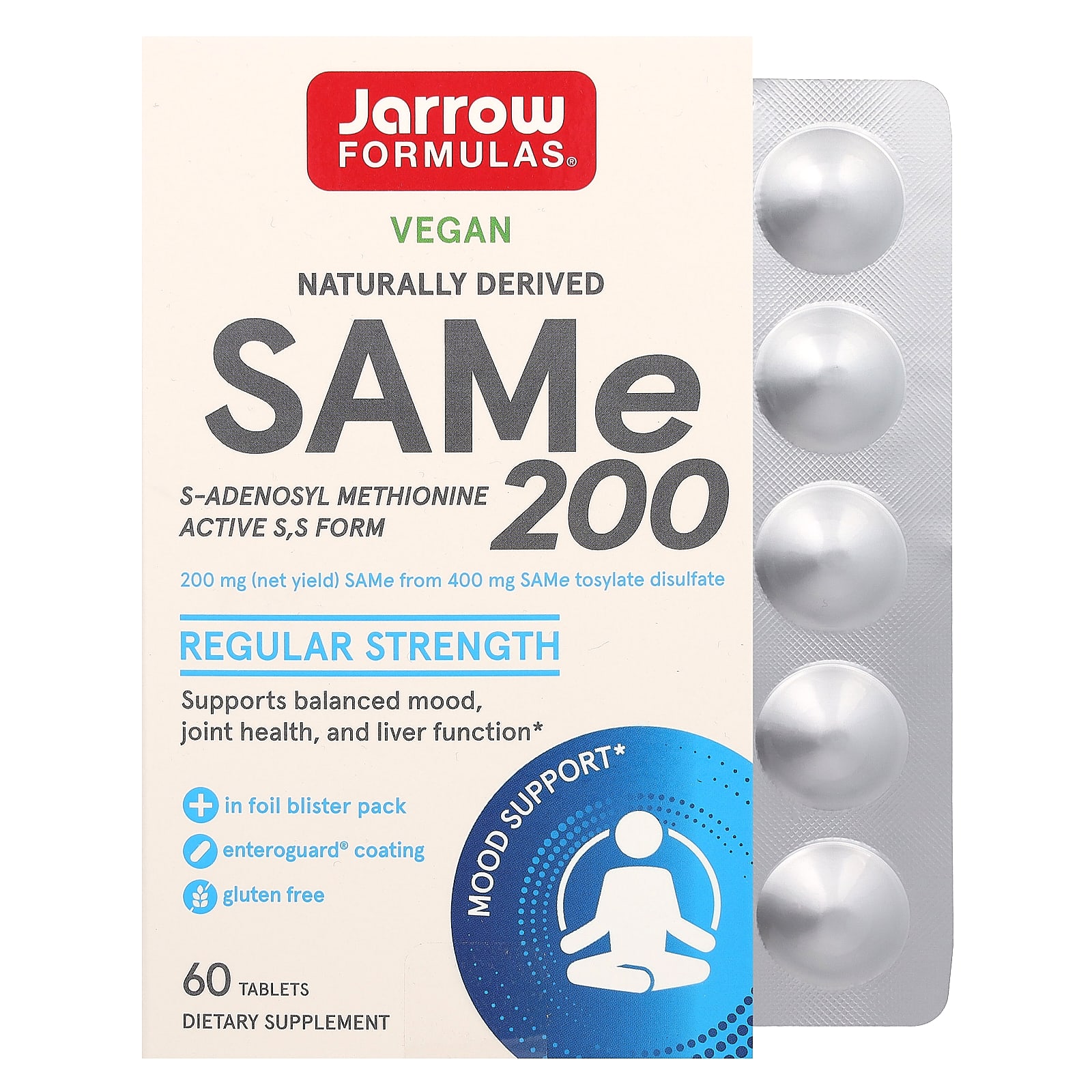 SAMe Jarrow Formulas, 200 мг, 60 таблеток