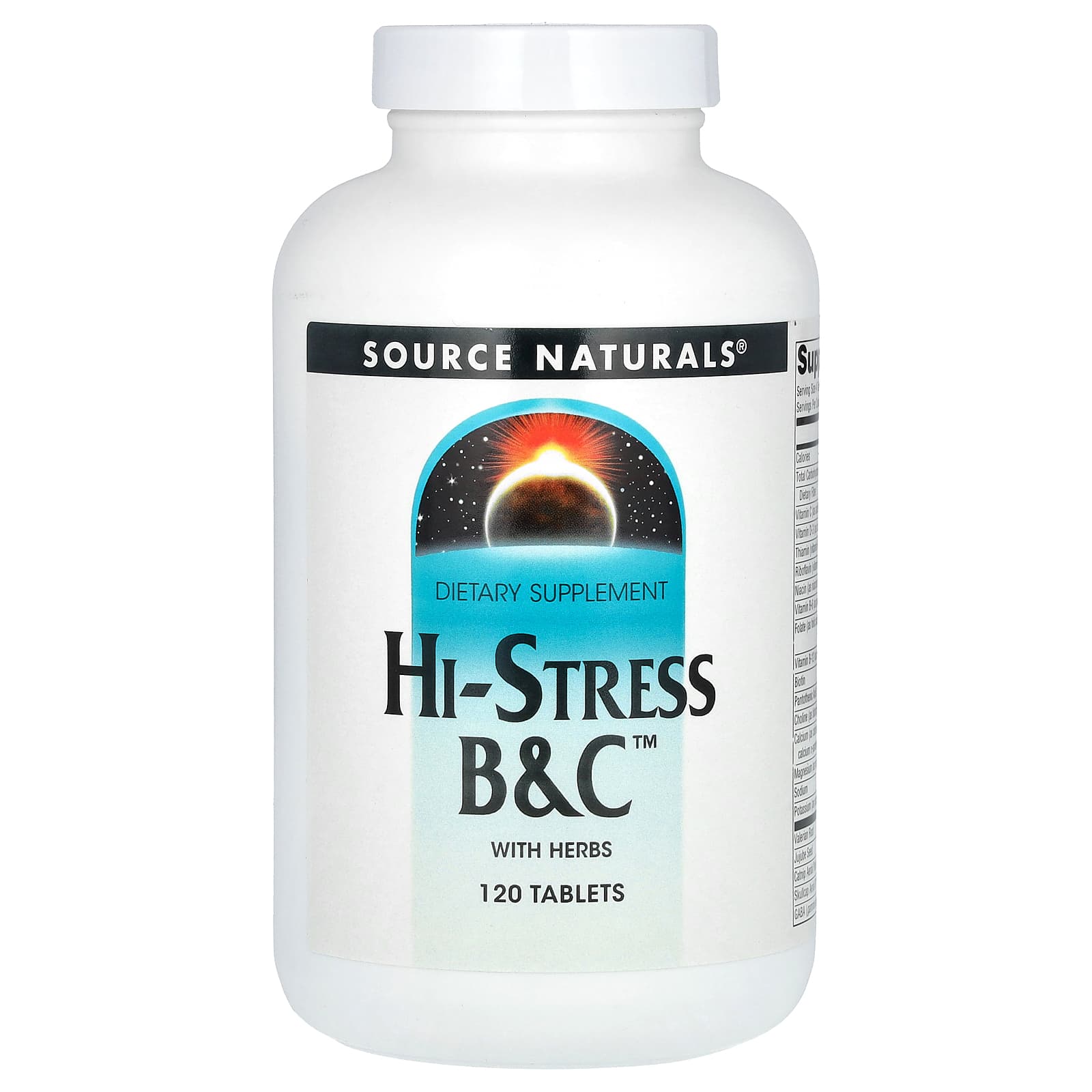 Комплекс витаминов B и C с травами Hi-Stress Source Naturals, 120 таблеток