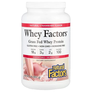 Сывороточный протеин Natural Factors Whey Factors® Grass Fed, вкус Strawberry, 907 г