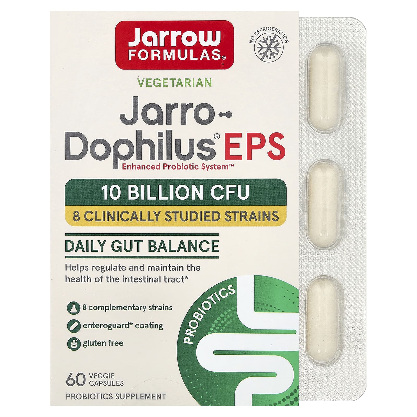 Пробиотик Jarrow Formulas Jarro-® EPS, 5 млрд КОЕ, 60 растительных капсул