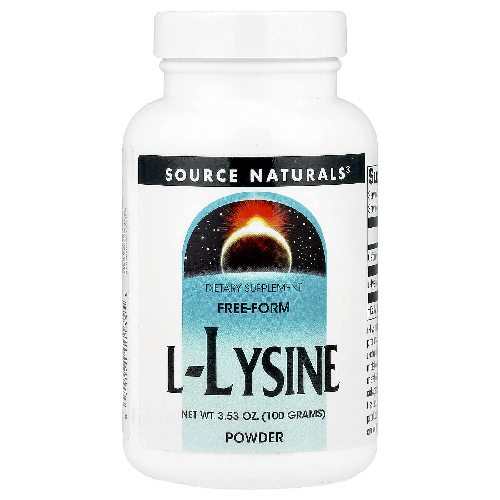 L-лизин Source Naturals L-Lysine Powder, 100 г, порошок