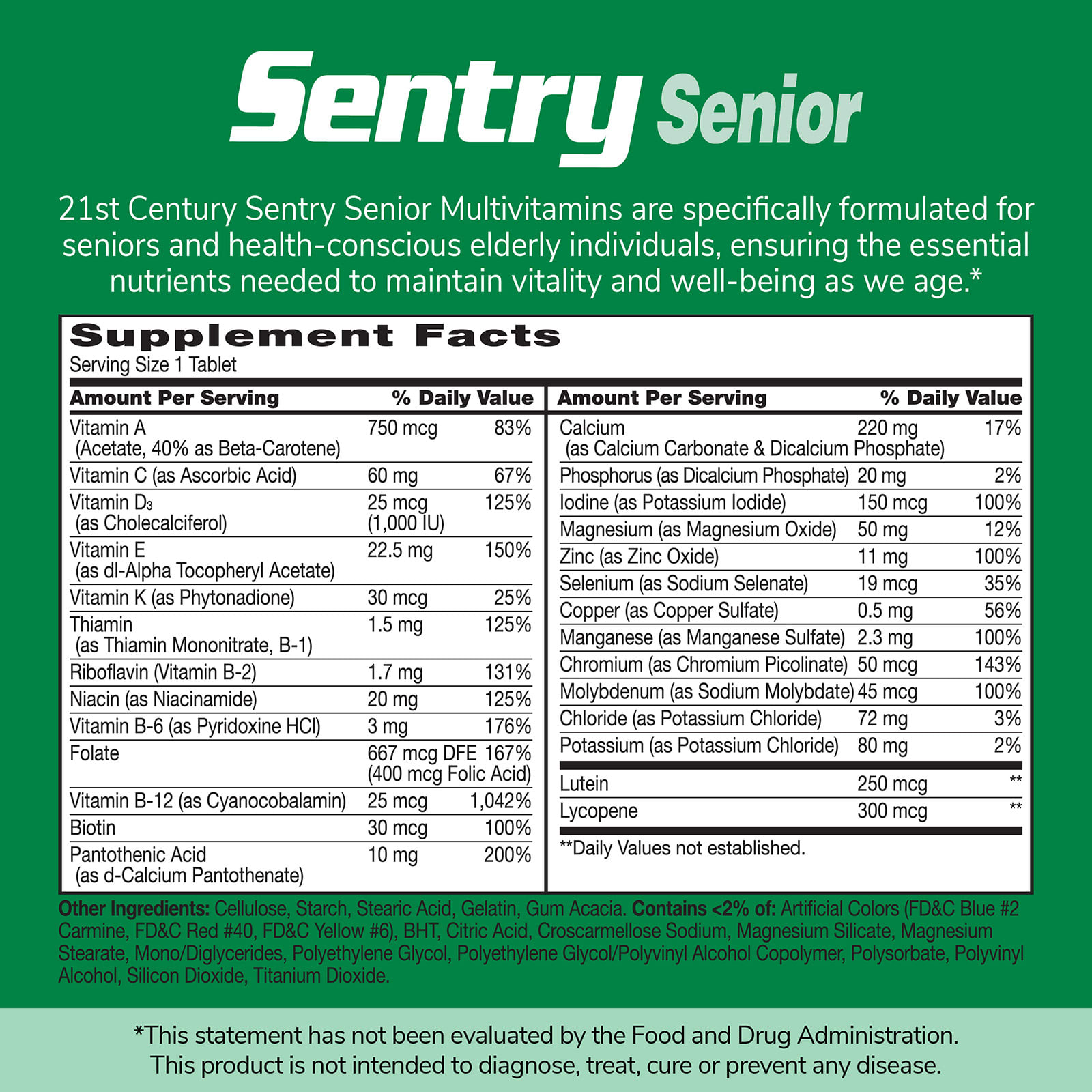 Мультивитамины 21st Century Sentry Senior & Multimineral Supplement Adults 50+, 265 таблеток — фото 4