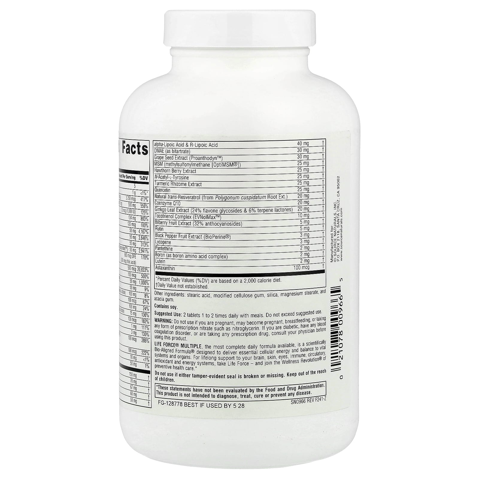 Железо Source Naturals Life Force Multiple® No, 120 таблеток — фото 2