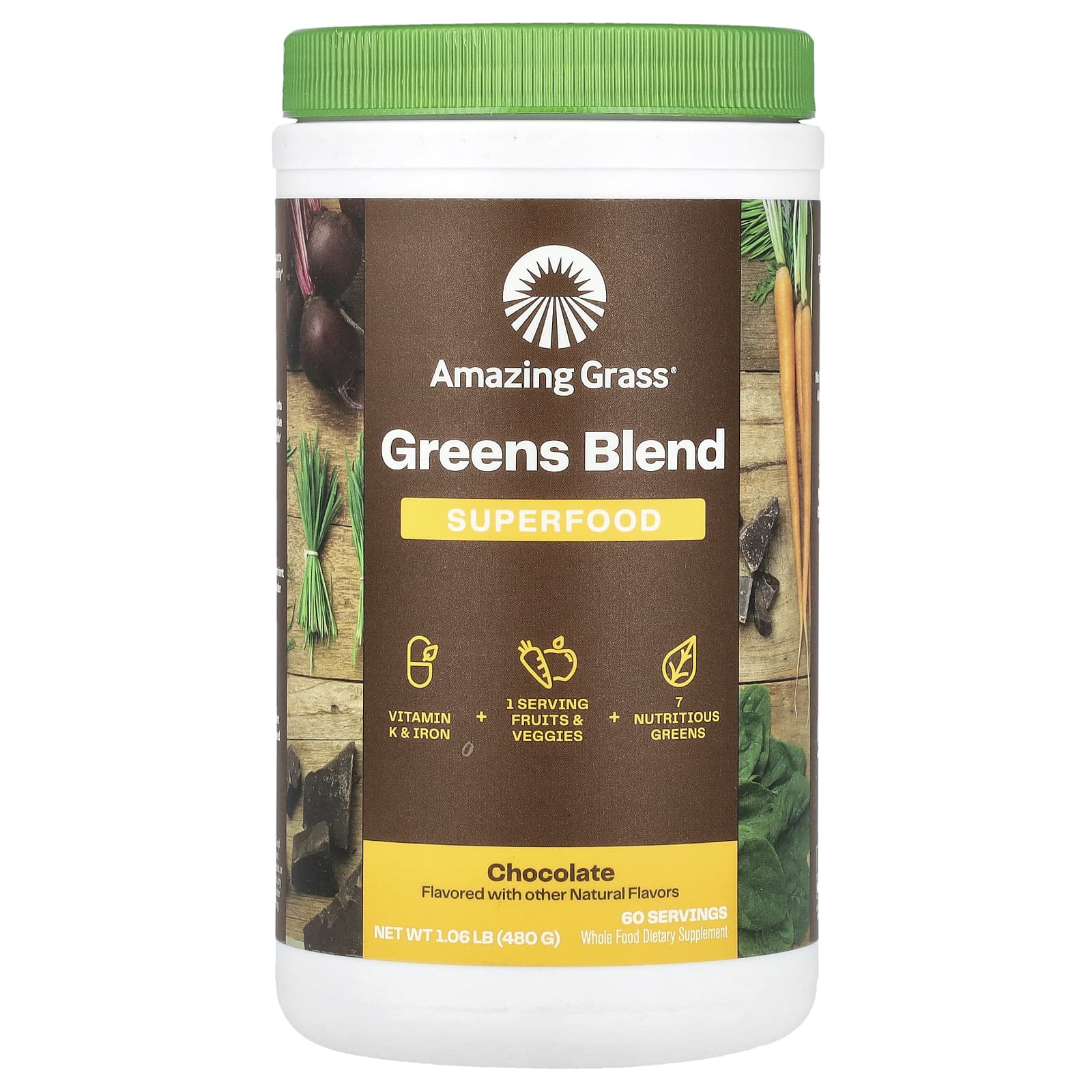 Зеленый комплекс Amazing Grass Superfood, вкус Chocolate, 480 г