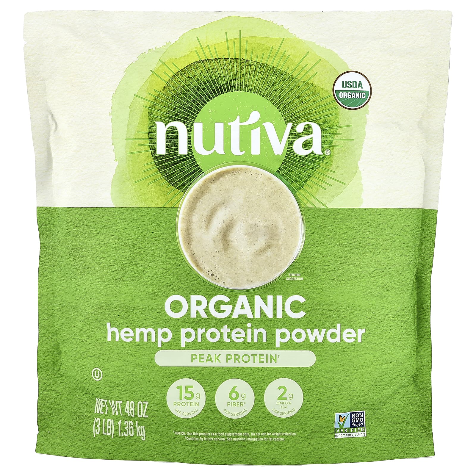 Протеиновый порошок Nutiva Organic Hemp, 1.36 кг
