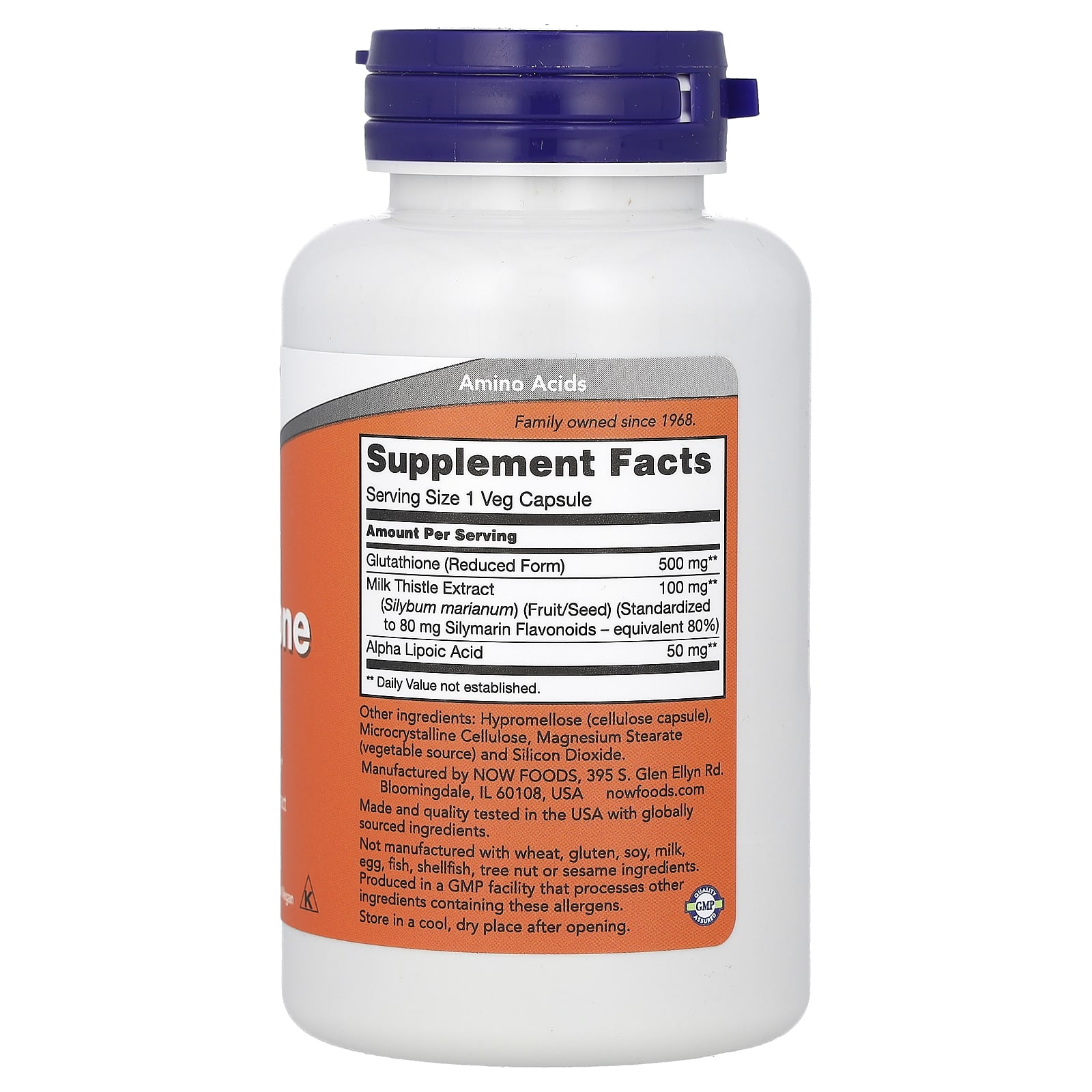Альфа-липоевая кислота NOW Foods Glutathione With Milk Thistle Extract &, 60 растительных капсул — фото 2