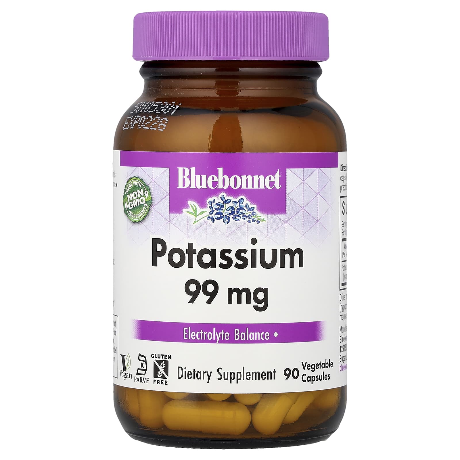 Калий Bluebonnet Nutrition, 99 мг, 90 растительных капсул