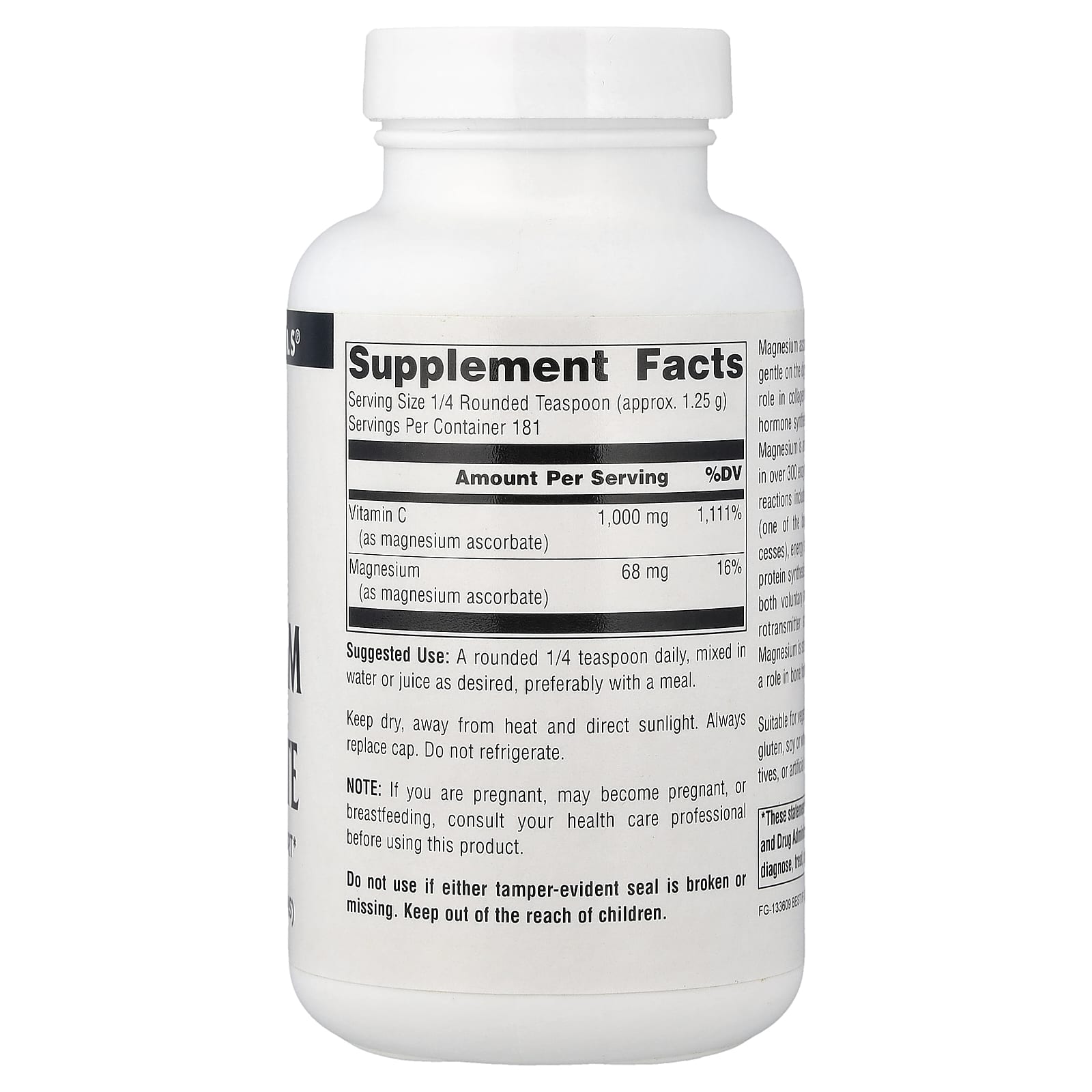 Магний Source Naturals Ascorbate, 226.8 г — фото 2