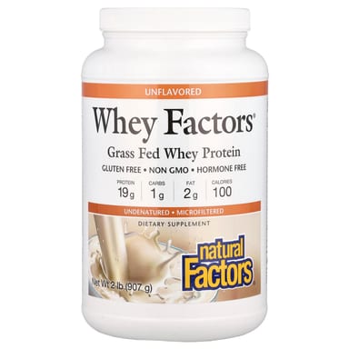 Сывороточный протеин Natural Factors Whey Factors® Grass Fed, без вкуса, 907 г