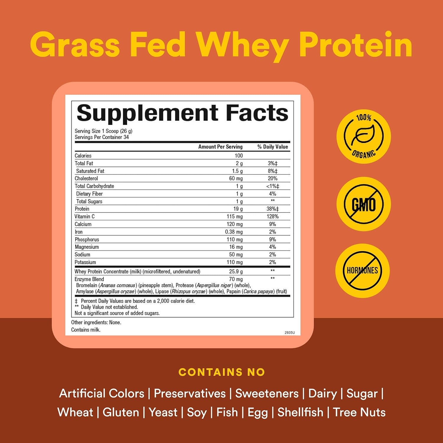 Сывороточный протеин Natural Factors Whey Factors® Grass Fed, без вкуса, 907 г — фото 3
