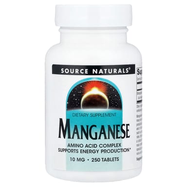 Марганец Source Naturals, 10 мг, 250 таблеток