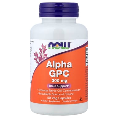 Альфа-GPC NOW Foods, 300 мг, 60 растительных капсул