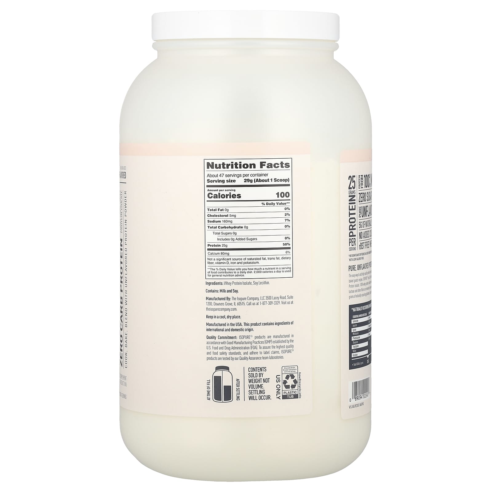 Протеиновый порошок Isopure Zero Carb, без вкуса, 1.36 кг — фото 2