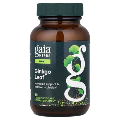 Гинкго билоба Gaia Herbs Leaf, оттенок 60 Liquid Phyto-Caps®, жидкая форма
