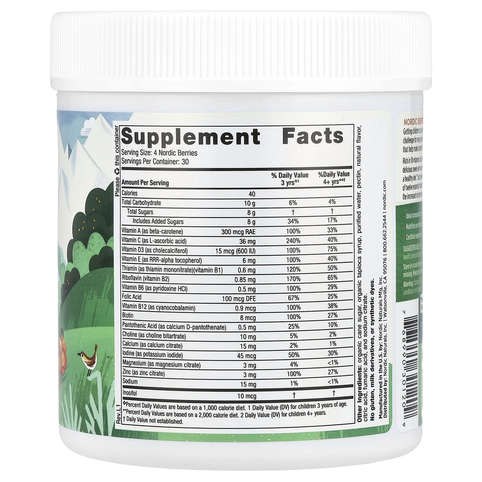 Мультивитамины Nordic Naturals Nordic Berries Gummies Orange Lemon 120 Gummy Berries, для детей от 3 лет, жевательные пастилки — фото 2