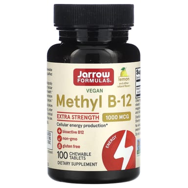 Метил B12 Jarrow Formulas Methyl, вкус Lemon, 1000 мкг, 100 жевательных таблеток