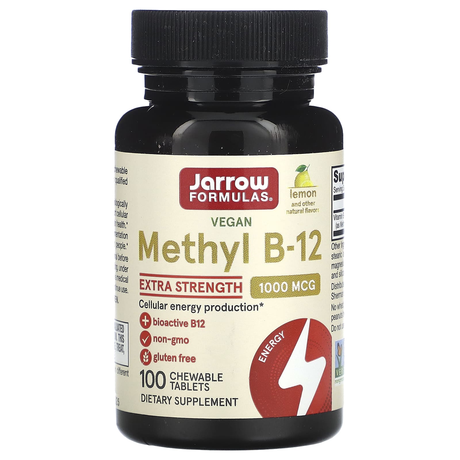 Метил B12 Jarrow Formulas Methyl, вкус Lemon, 1000 мкг, 100 жевательных таблеток