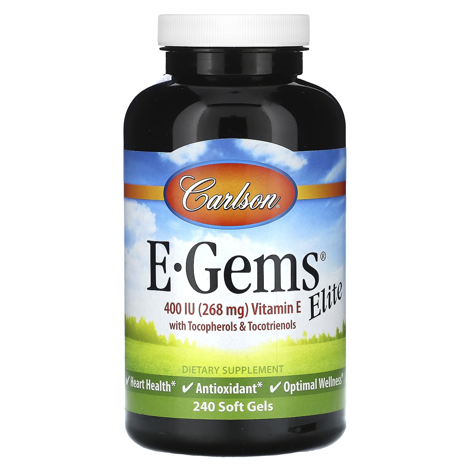 Витамин E Carlson E-Gems Elite with Tocopherols & Tocotrienols, 400 МЕ, 268 мг, 240 мягких капсул