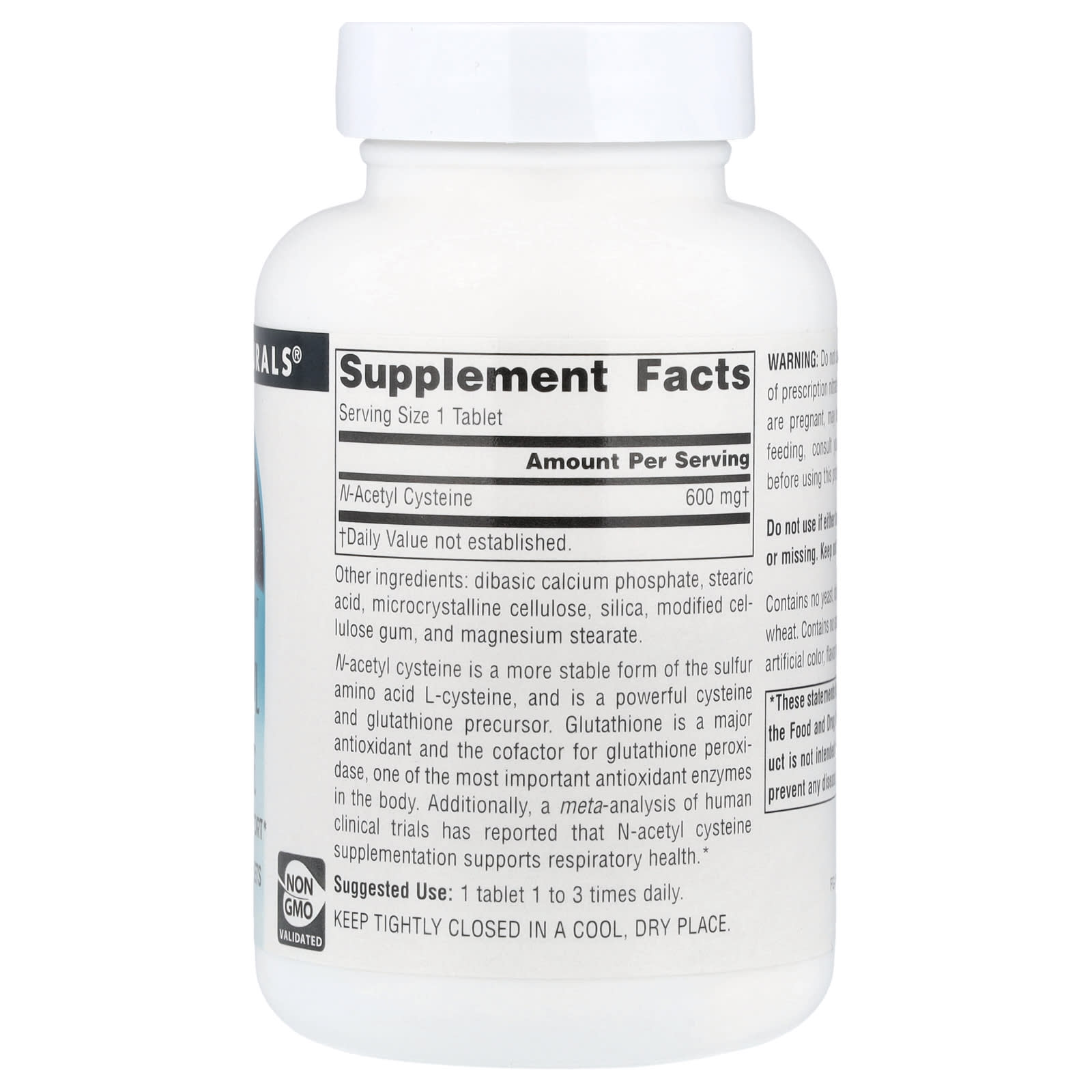 N-ацетилцистеин Source Naturals N-Acetyl Cysteine, 600 мг, 120 таблеток — фото 2