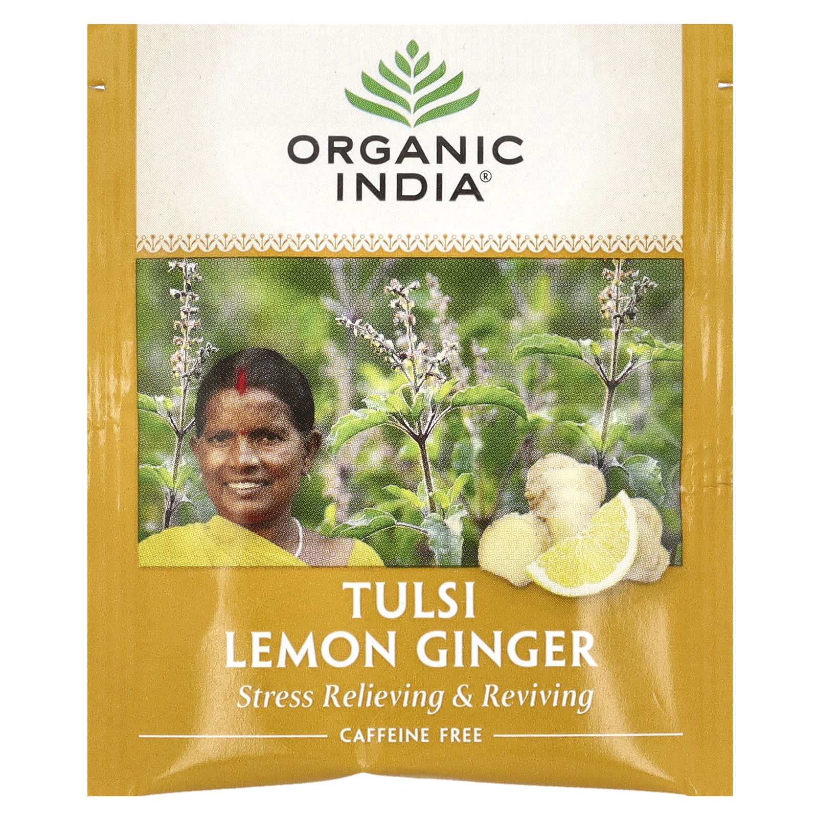 Имбирь Organic India Tulsi Lemon Tea, без кофеина, оттенок 18 Infusion Bags, 36 г — фото 3
