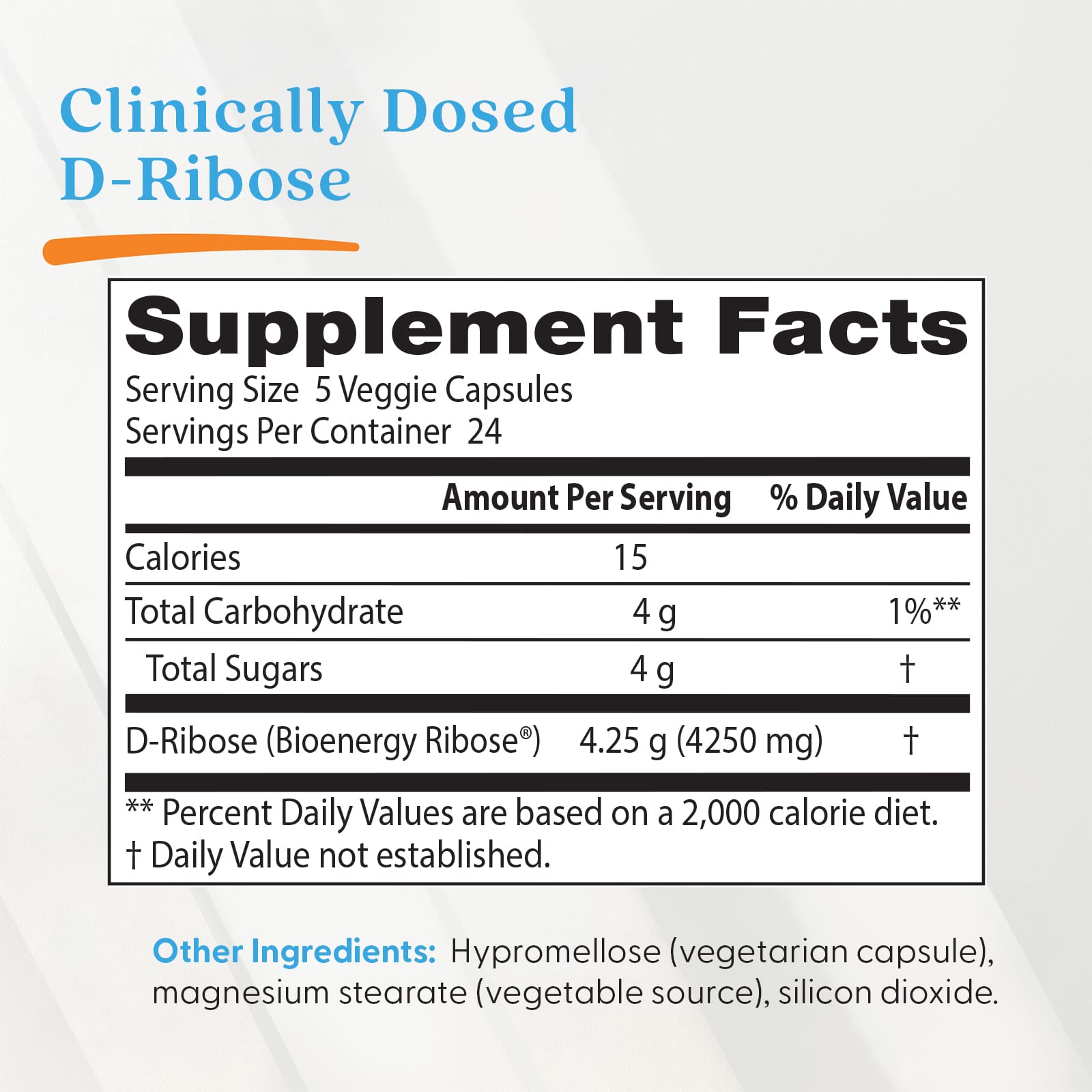 D-рибоза Doctor's Best D-Ribose, 850 мг, 120 растительных капсул