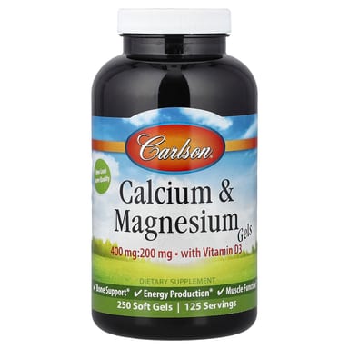 Витамин D3 Carlson Calcium & Magnesium Gels, 250 мягких капсул