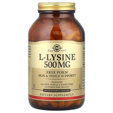L-лизин Solgar L-Lysine Free Form, 500 мг, 250 растительных капсул