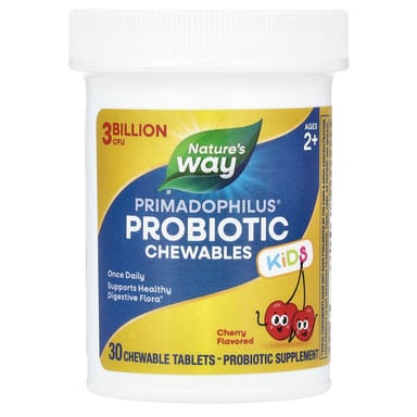 Детский пробиотик Nature's Way Primadophilus® Chewable, вкус Cherry, для детей от 2 лет, 3 млрд КОЕ, 30 жевательных таблеток