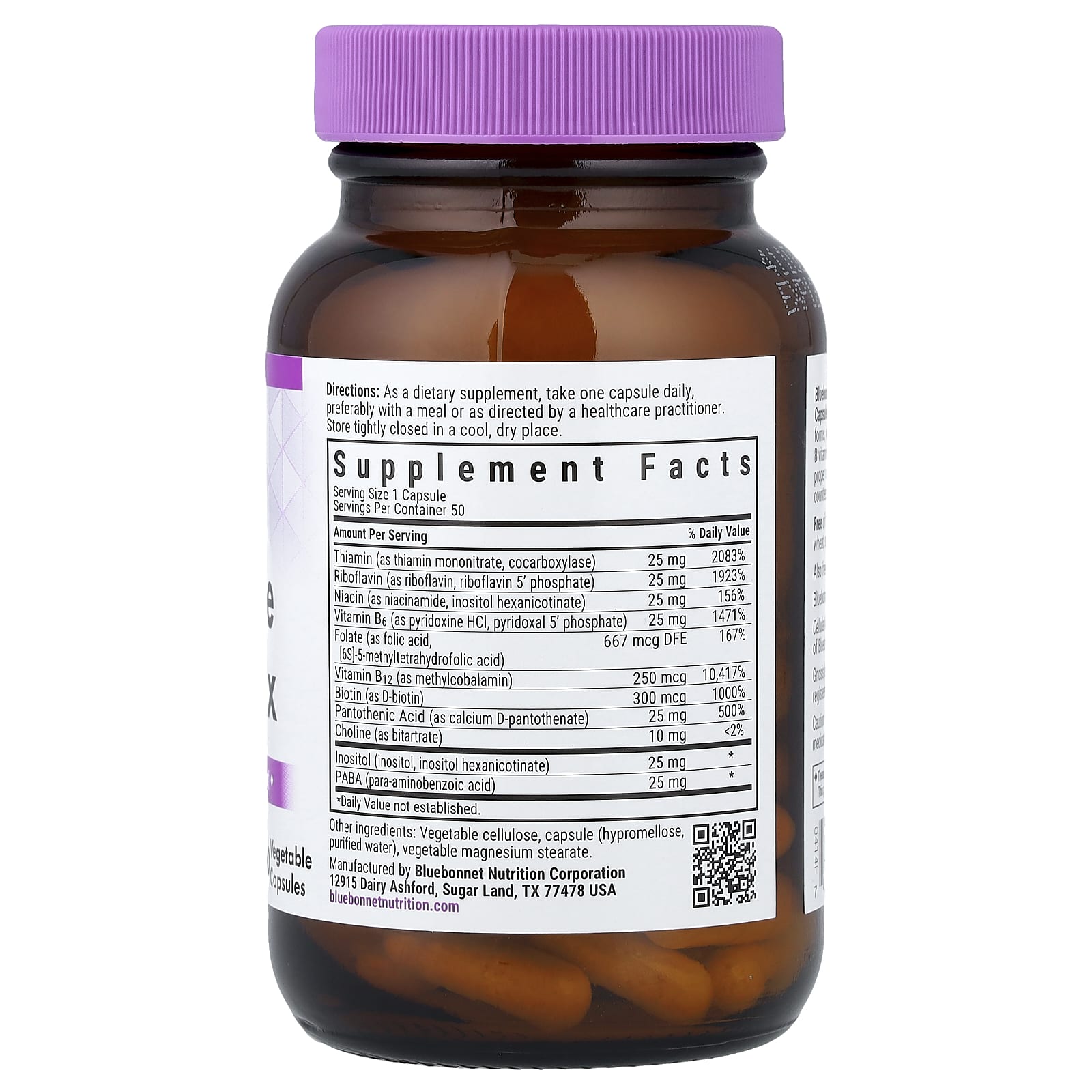 Комплекс витаминов B Bluebonnet Nutrition CellularActive® Coenzyme B-Complex, 50 растительных капсул — фото 2