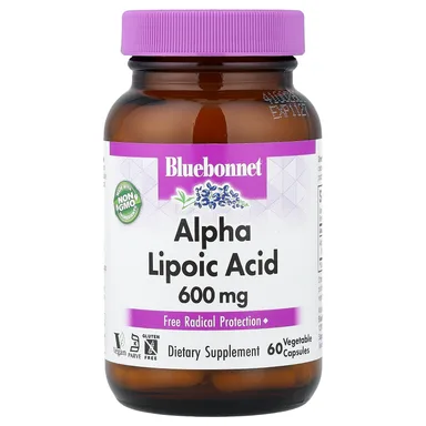 Фото товара: Альфа-липоевая кислота Bluebonnet Nutrition, 600 мг, 60 растительных капсул