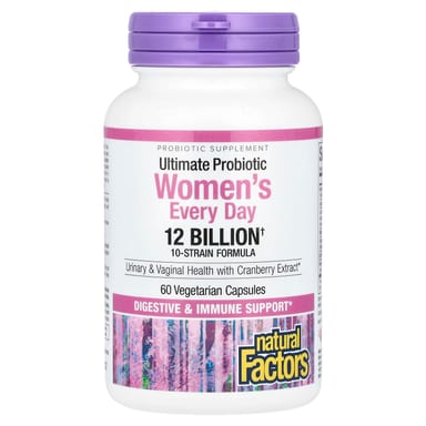 Пробиотик Natural Factors Ultimate Women's Every Day, оттенок 12 Billion, 60 растительных капсул