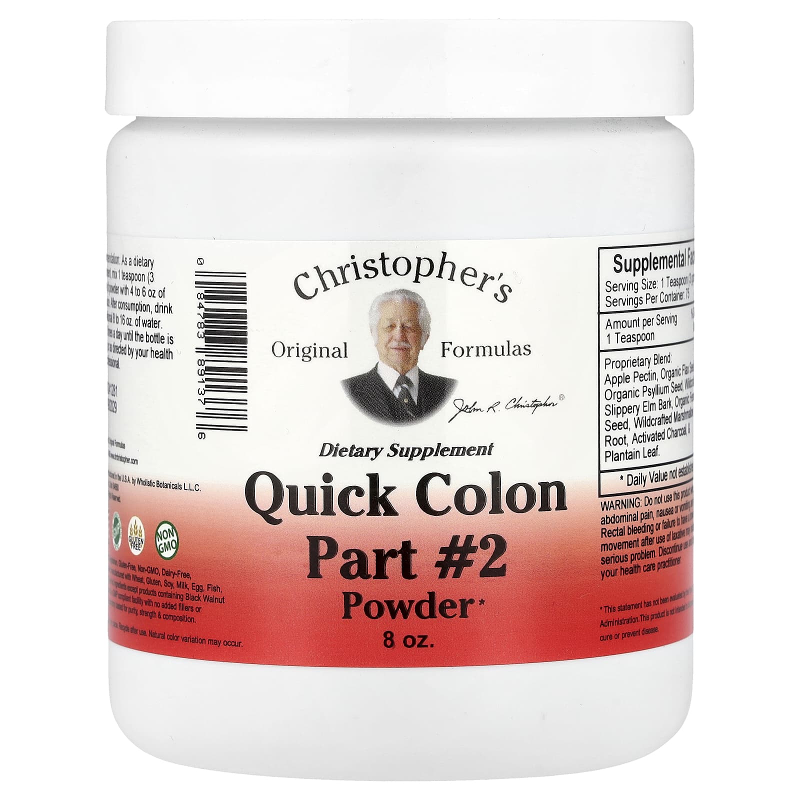 Порошок Christopher's Original Formulas Quick Colon Part #2, 8 унций