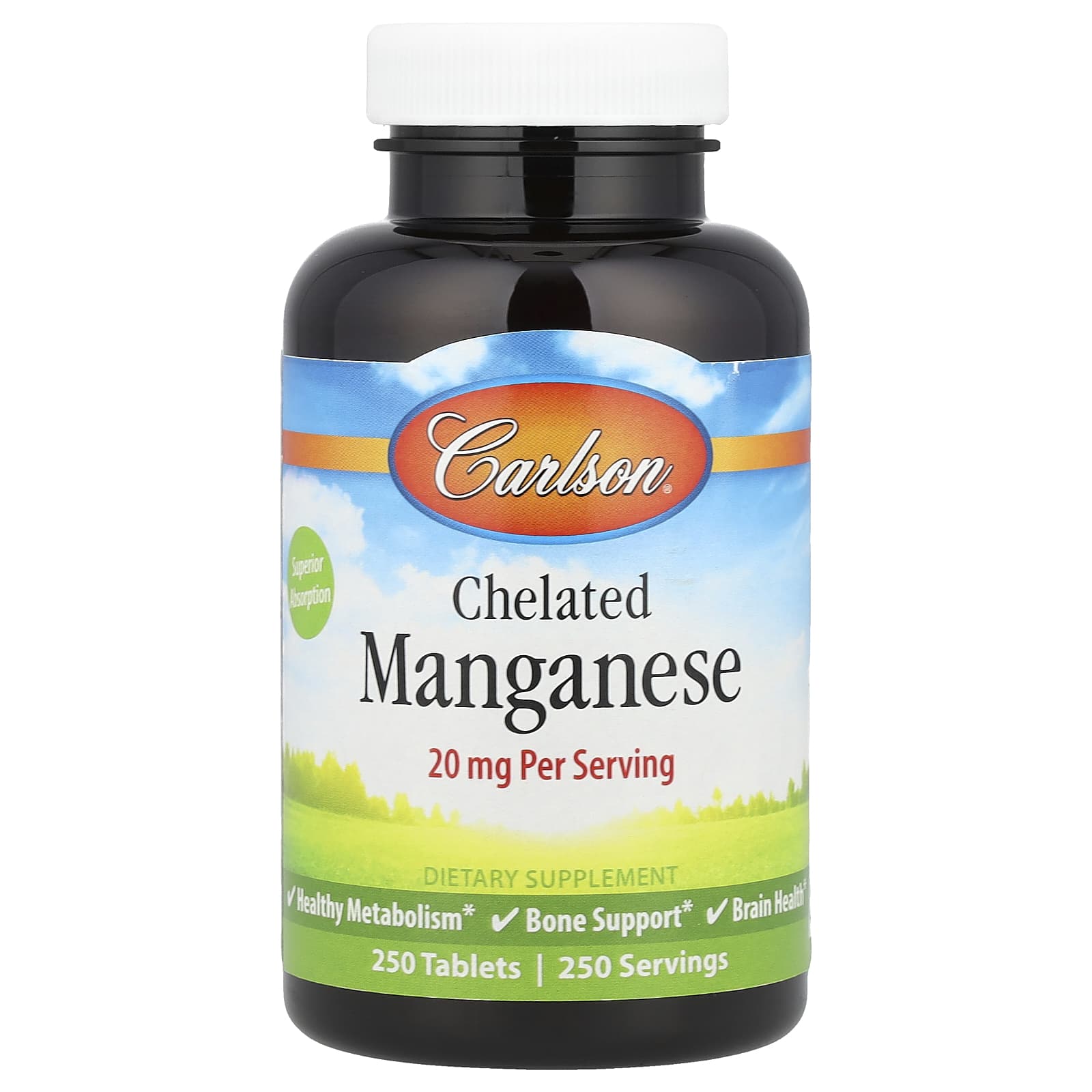 Марганец Carlson Chelated, 20 мг, 250 таблеток