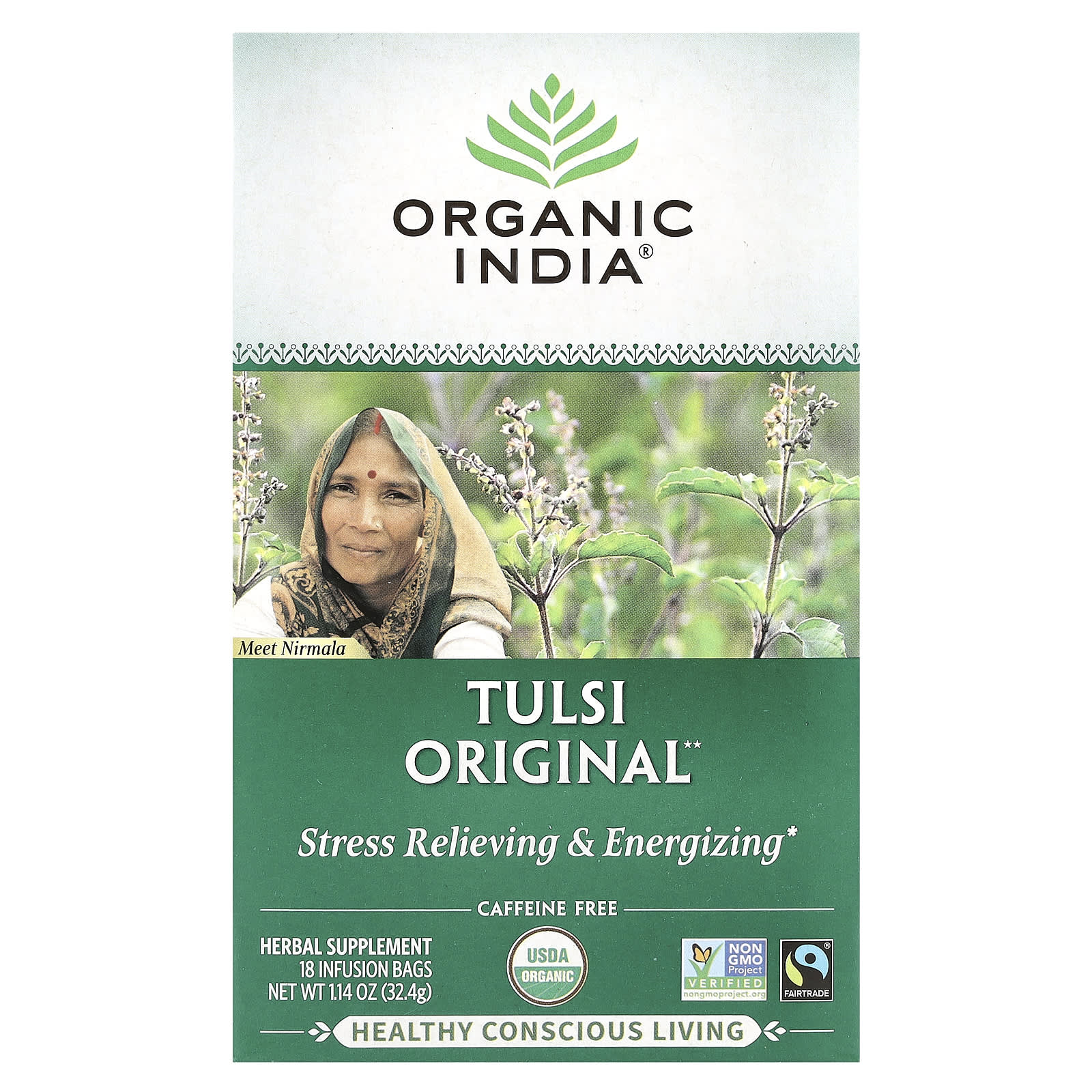 Чай Organic India Tulsi Original, без кофеина, оттенок 18 Infusion Bags, 32.4 г — фото 2