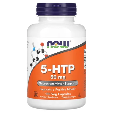 Фото товара: 5-HTP NOW Foods 5-HTP, 50 мг, 180 растительных капсул